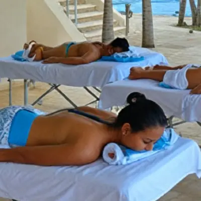 female clients at villa in saint martin prepared for massages